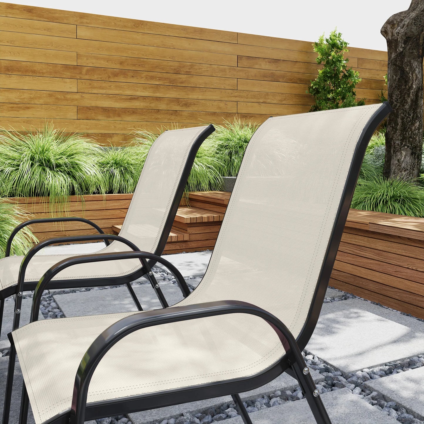 Durable Stackable Outdoor Patio Dining Chairs Set Of 4