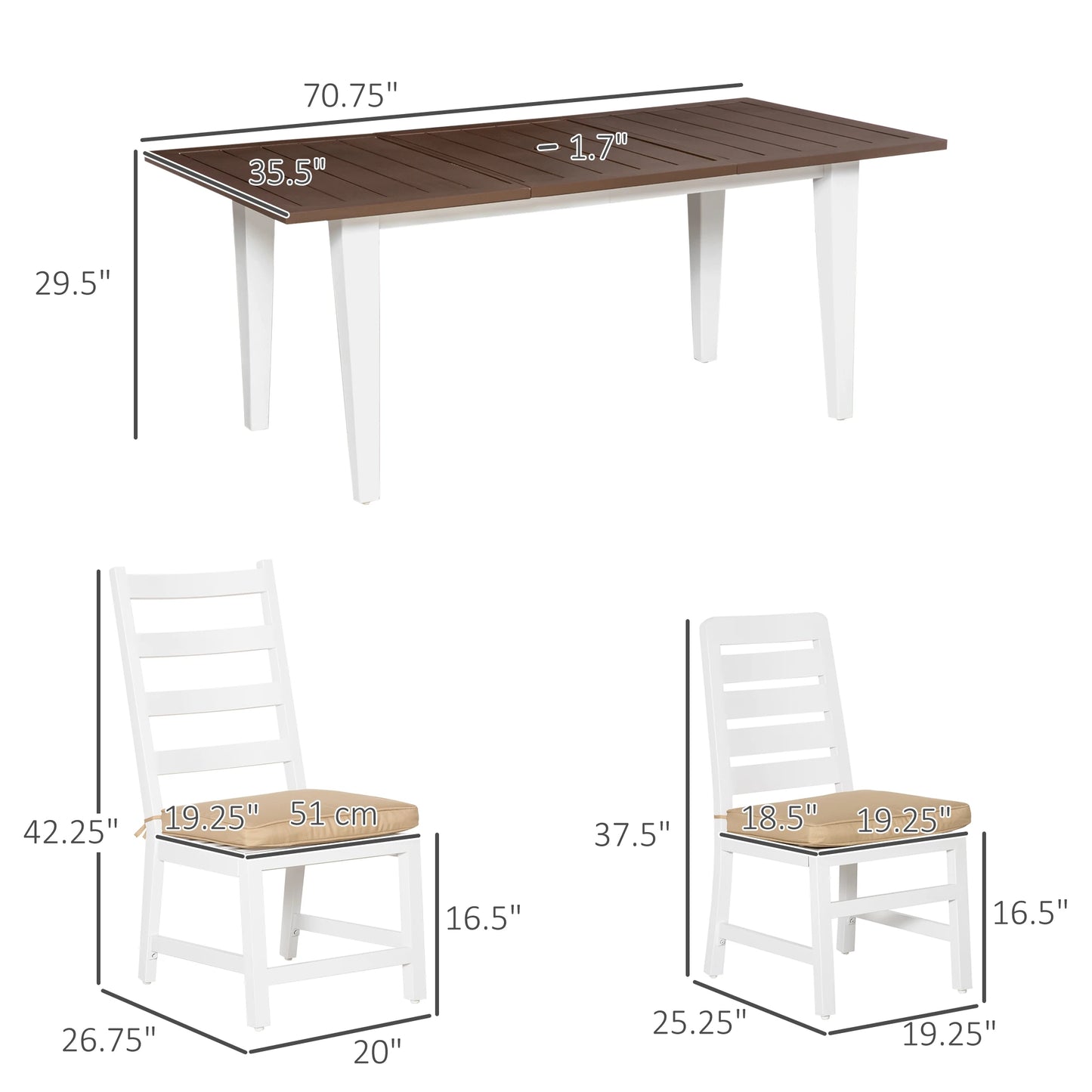7 Piece Aluminum Outdoor Dining Set With Umbrella Hole