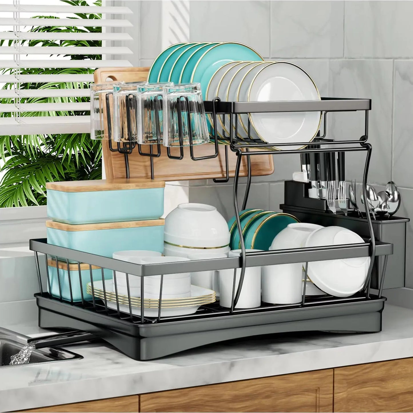 Dish Drying Rack For Kitchen Countertops Removable Draining Rack