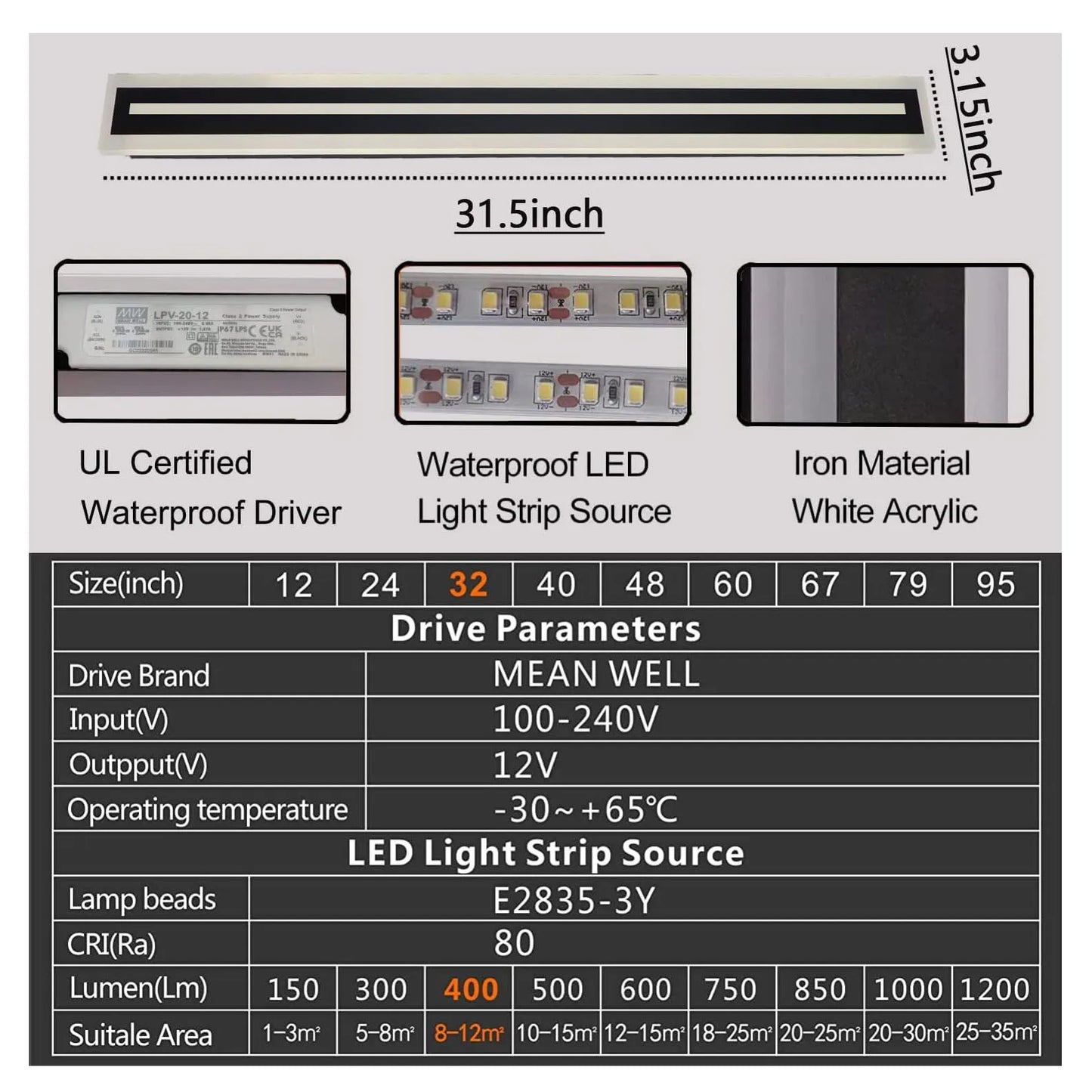 Modern Outdoor LED Wall Sconce Fixture with Frosted Acrylic