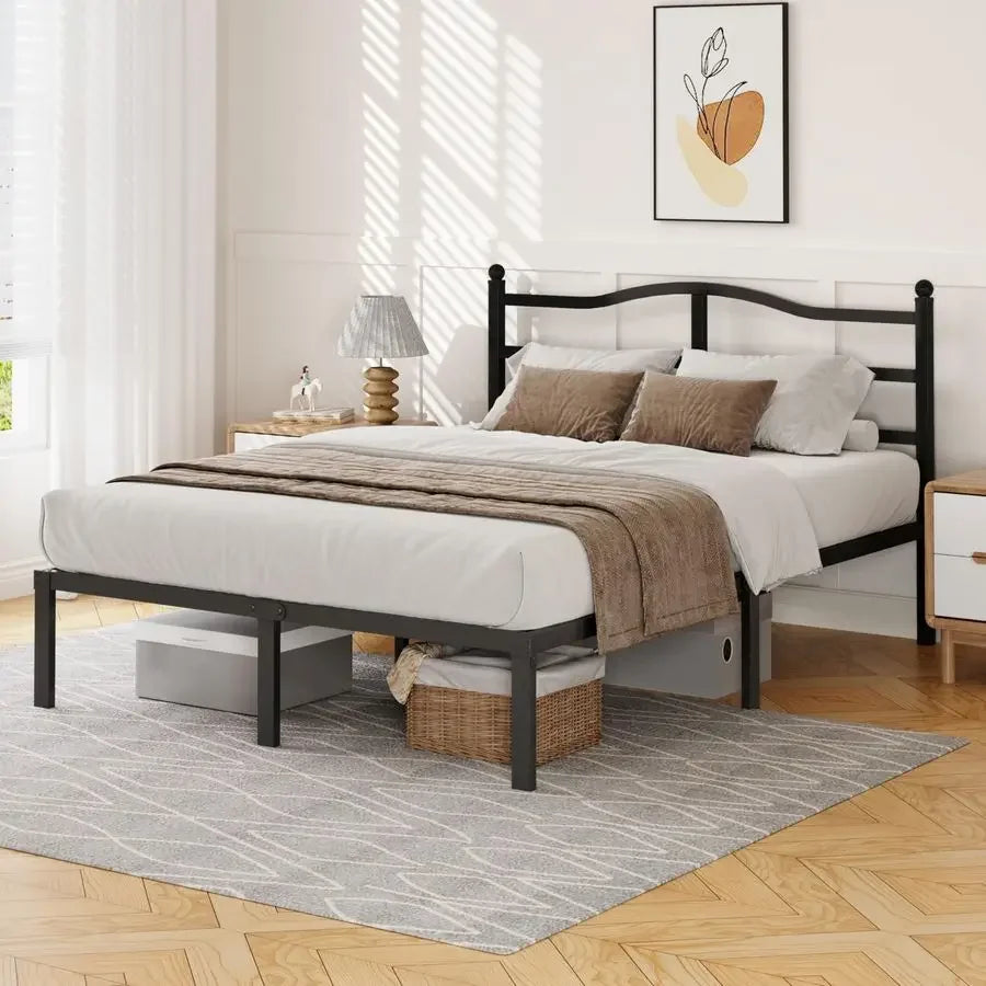 Inch Full Size Bed Frame with Headboard, Heavy Duty Metal Platform Bed Frame Full Size Mattress Foundation with Sturdy Steel Sl