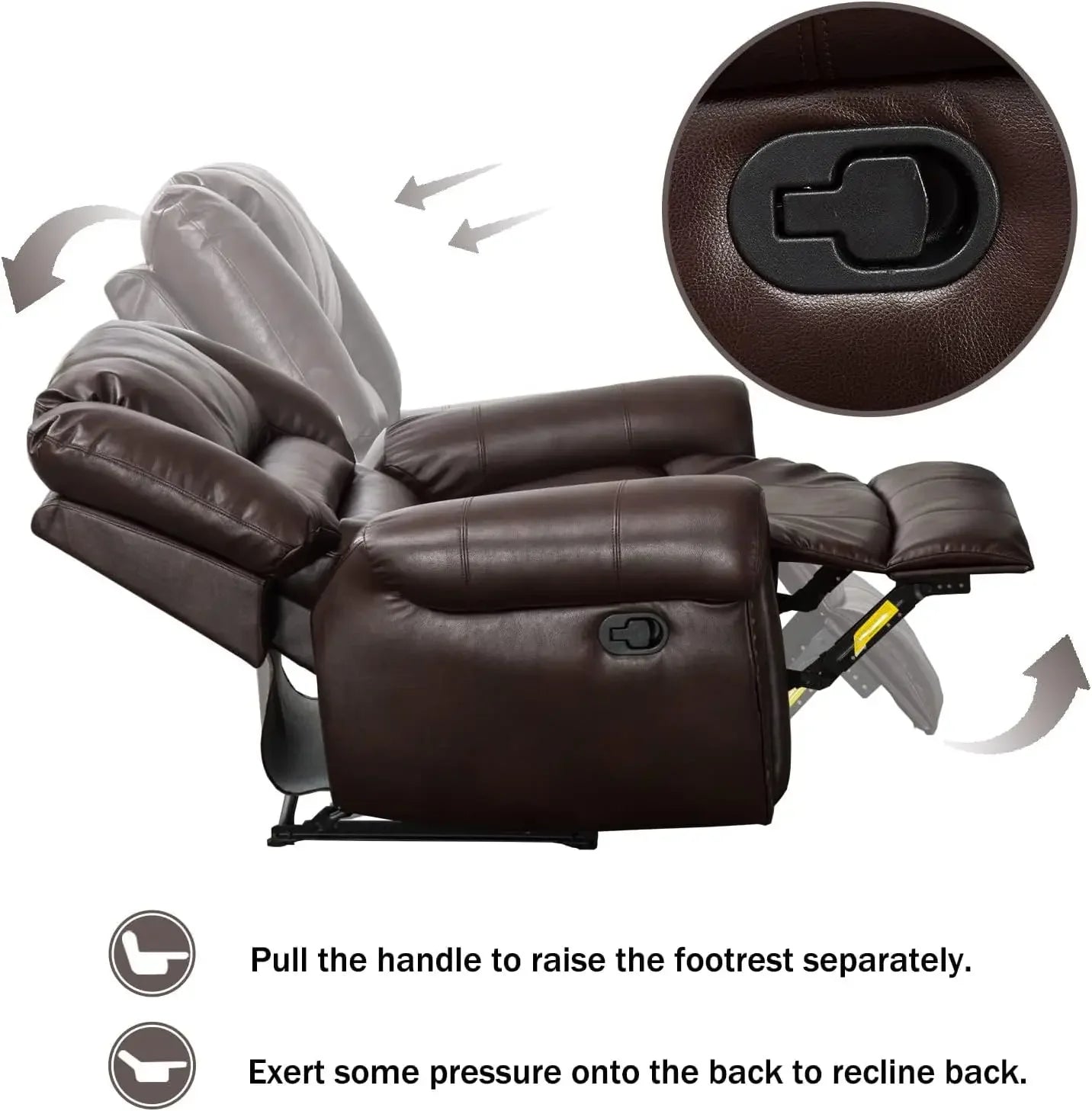 Leather Recliner Chair Set of 2 Classic Manual Recliners