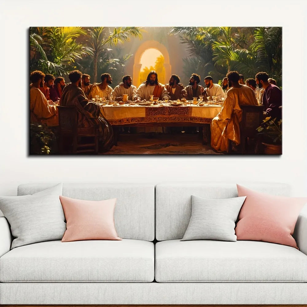Last Supper Canvas Wall Art With Pine Wood Frame