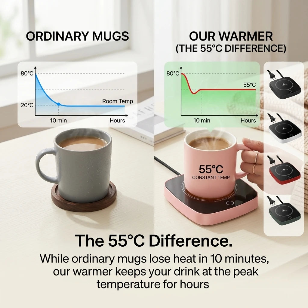 Desk Coffee Mug Warmer 131F 55C Constant Temperature US Plug