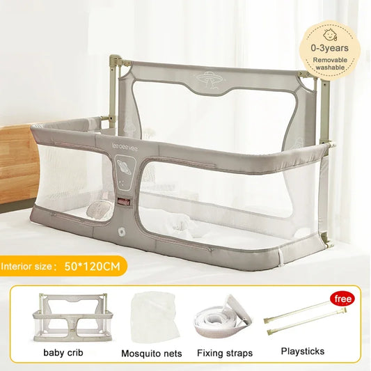 Simple Lightweight Baby Cot Bed Dual Use Bedside Crib