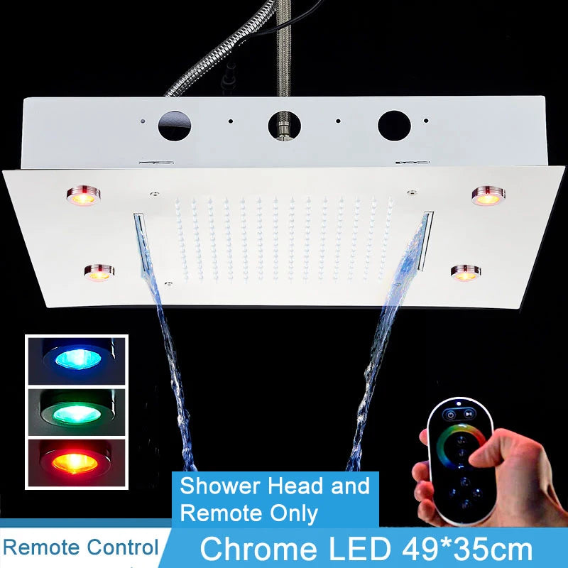 Shinesia Thermostatic Concealed LED Rainfall Shower System With Remote Control