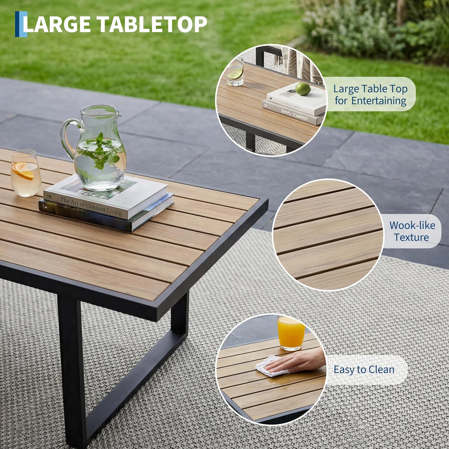 HobbyLane Modern 4-Piece Patio Furniture Set With Outdoor Coffee Table