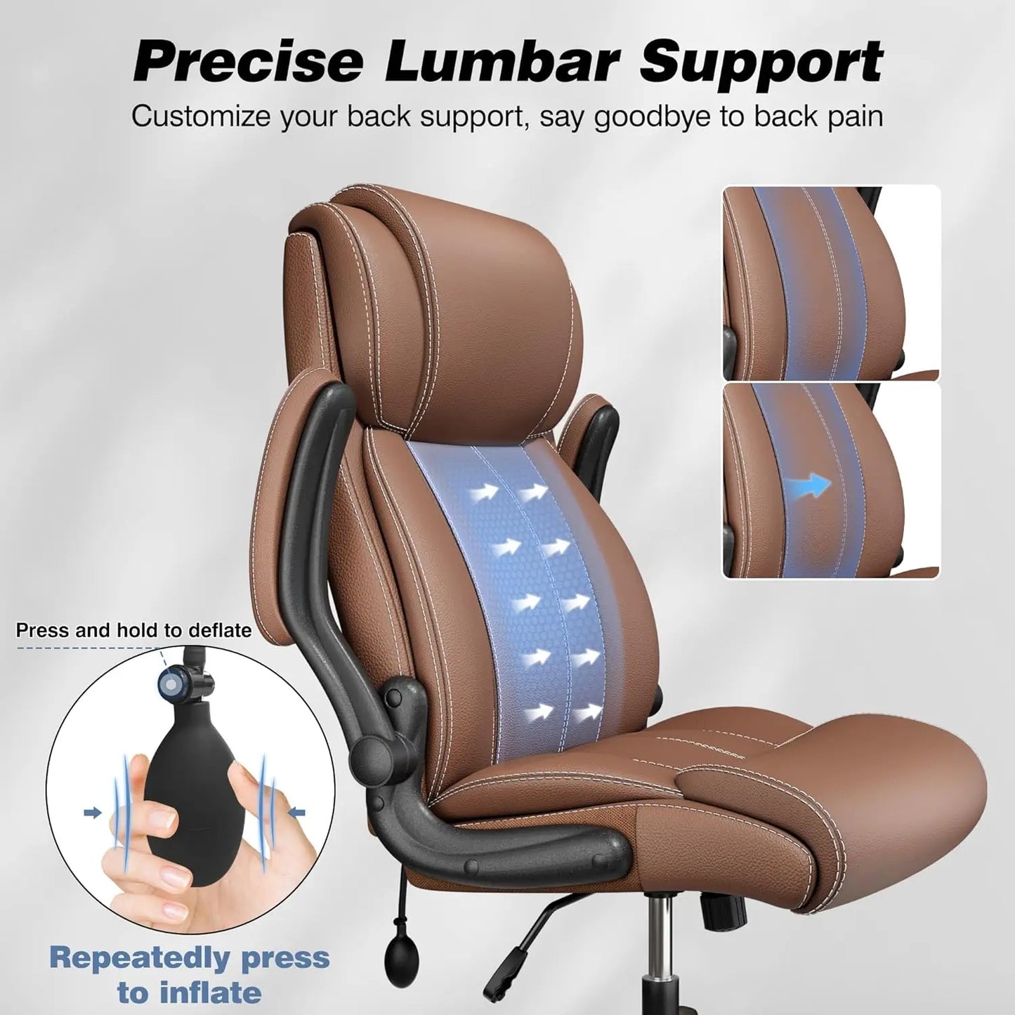 Ergonomic Faux Leather Office Chair With Adjustable Lumbar Support