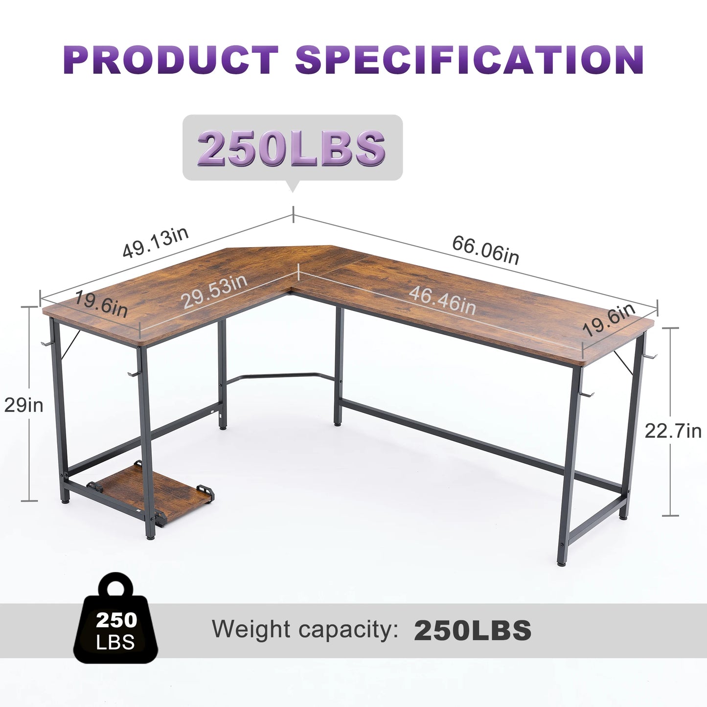 JHK 66 Inch L Shaped Corner Gaming Computer Desk