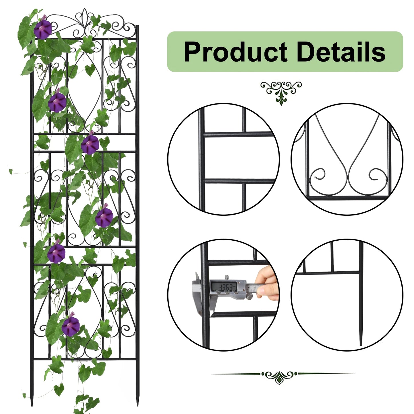 Rustproof Tall Garden Trellis for Climbing Plants Metal Plant Support Fence