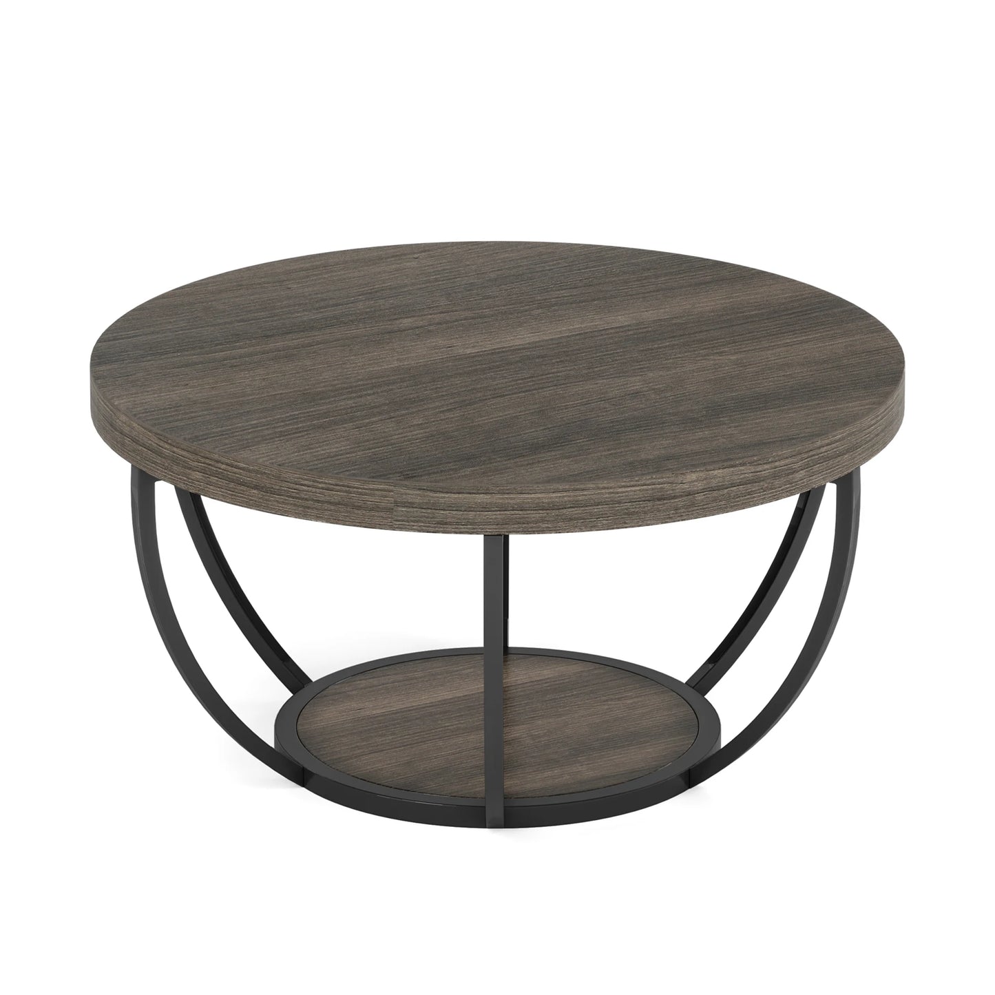 Tribesigns Round Coffee Table With Storage Shelves
