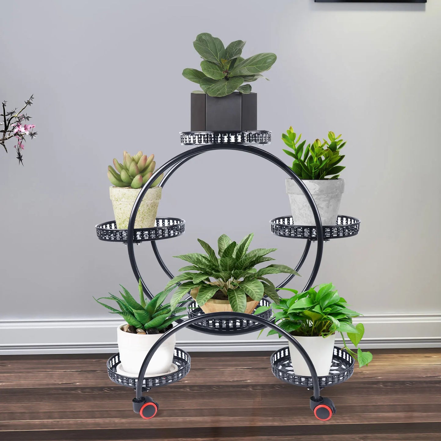 Metal Plant Stand For 6 Pots, Multi Level Indoor Garden