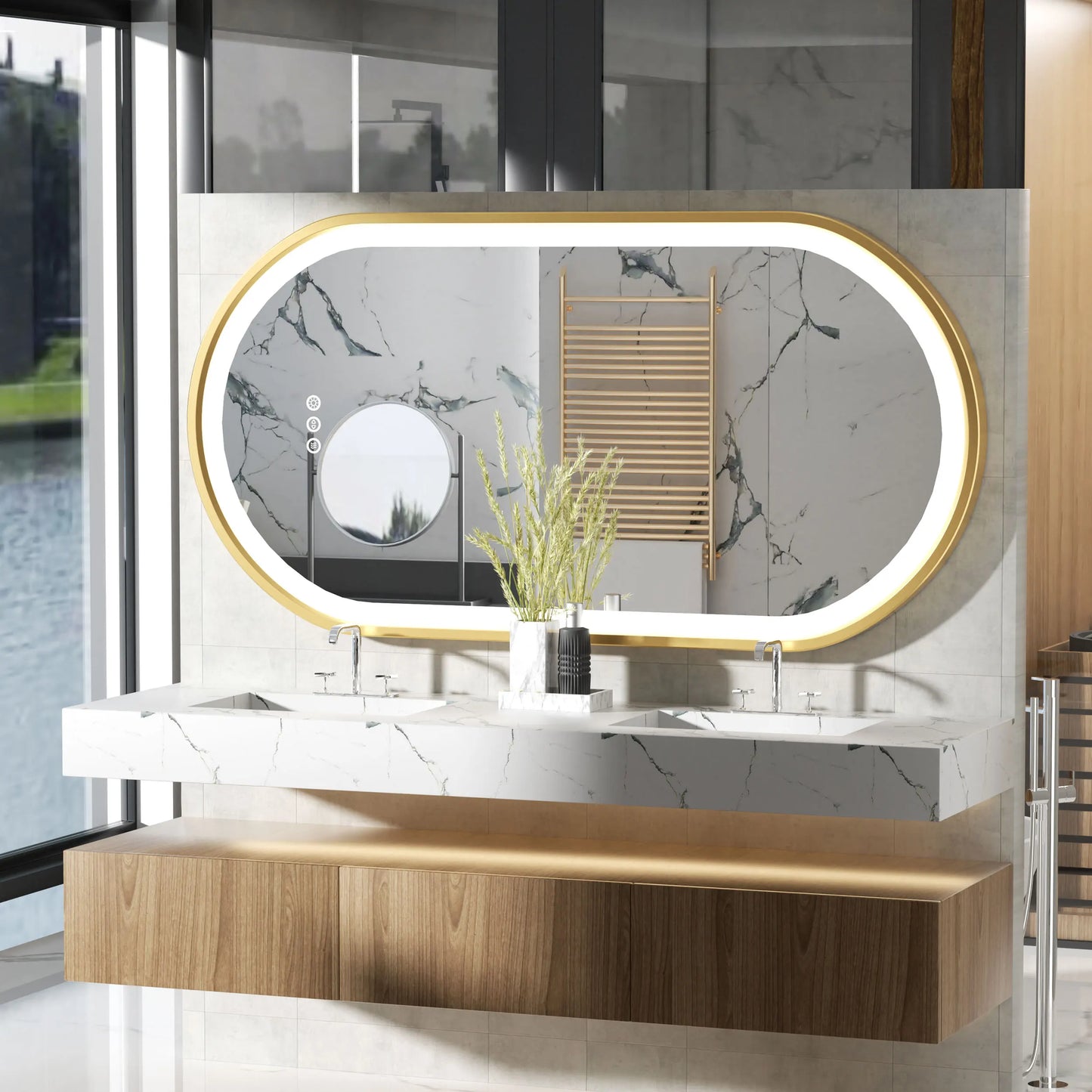 Wisfor Large LED Oval Bathroom Mirror With Dimmable Light