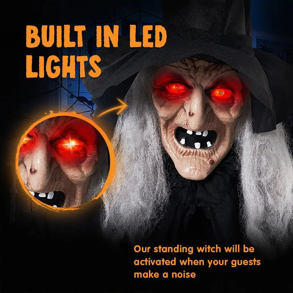 Joyfy Animatronic Witch Halloween Decor With Light Up Eyes