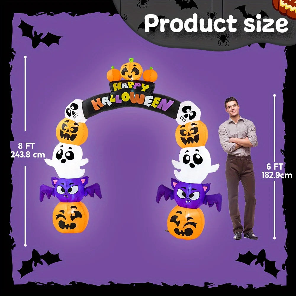 Halloween Pumpkin Archway Inflatable Outdoor Yard Decoration With LED Lights