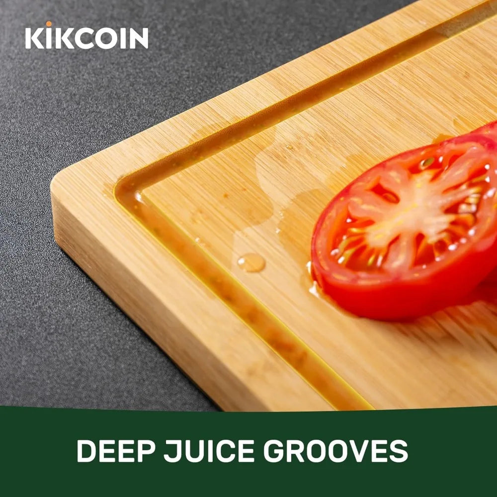 NBVCX Bamboo Cutting Board With Juice Groove And Handle