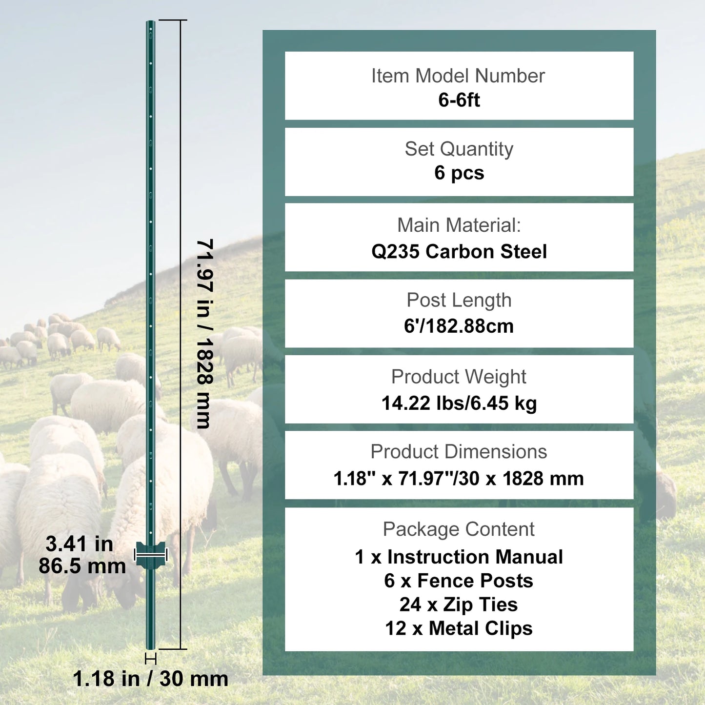 SucceBuy Heavy Duty T Post Fence Stakes Steel Garden Fence