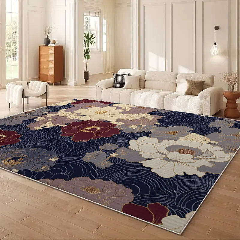 VIKAMA Persian Floral Area Rug Modern Non Slip Living Room Mat