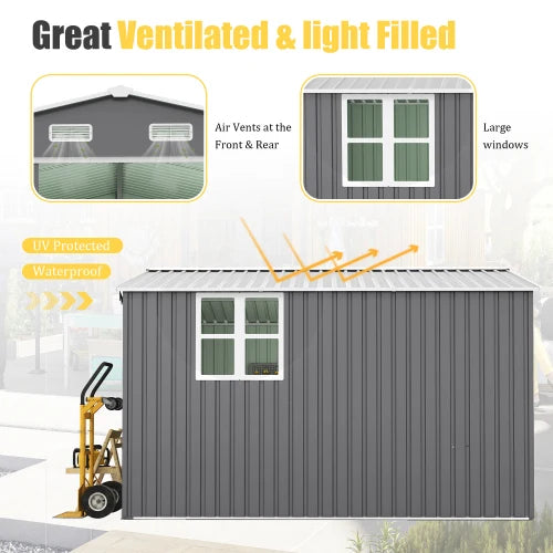 Outdoor Metal Storage Shed With Lockable Door And Chicken Coop