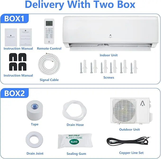 12000 BTU Mini Split Air Conditioner & Heater, 21 SEER2 r454b Inverter Ductless AC with WiFi Control,550 Sq.Ft.,installation Kit