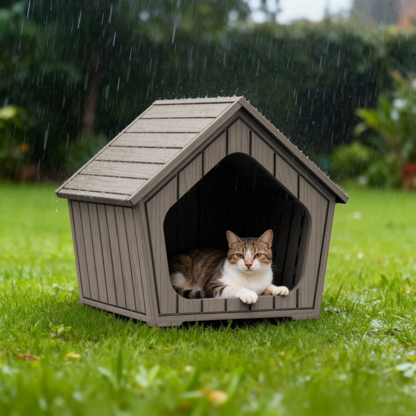 Gable Roof Plastic Pet House Outdoor Dog Shelter Waterproof