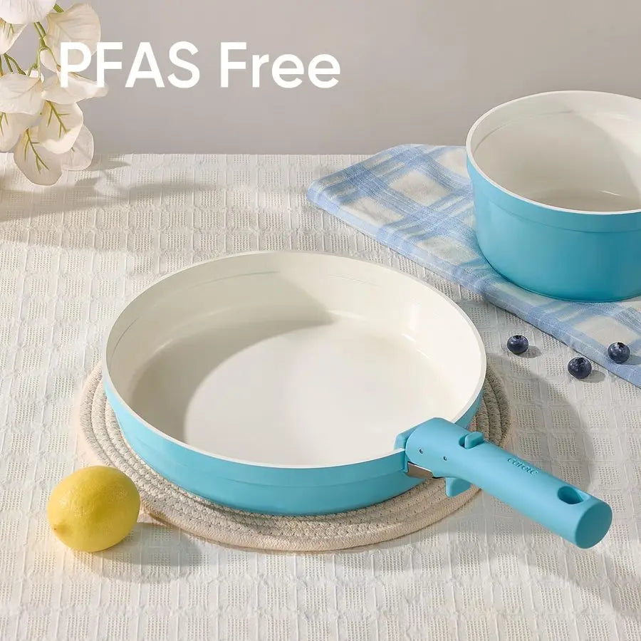 9pcs Pots and Pans Set,Ceramic Cookware Sets Non Stick with Detachable Handle, Induction Kitchen Pots and Pans,RV Cooking Set, O