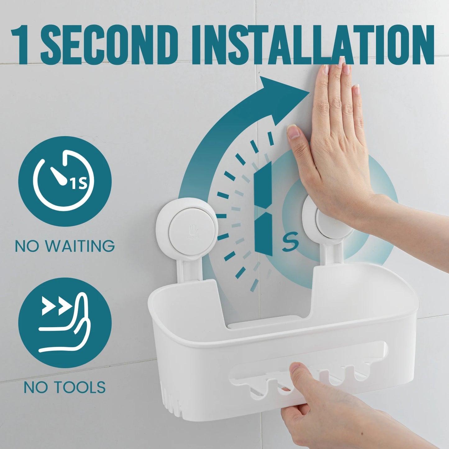 TAILI Shower Shelf Suction Cup No-drill Bathroom Corner Shelf Storage Basket for Shampoo Makeup Organizer Bathroom Accessories