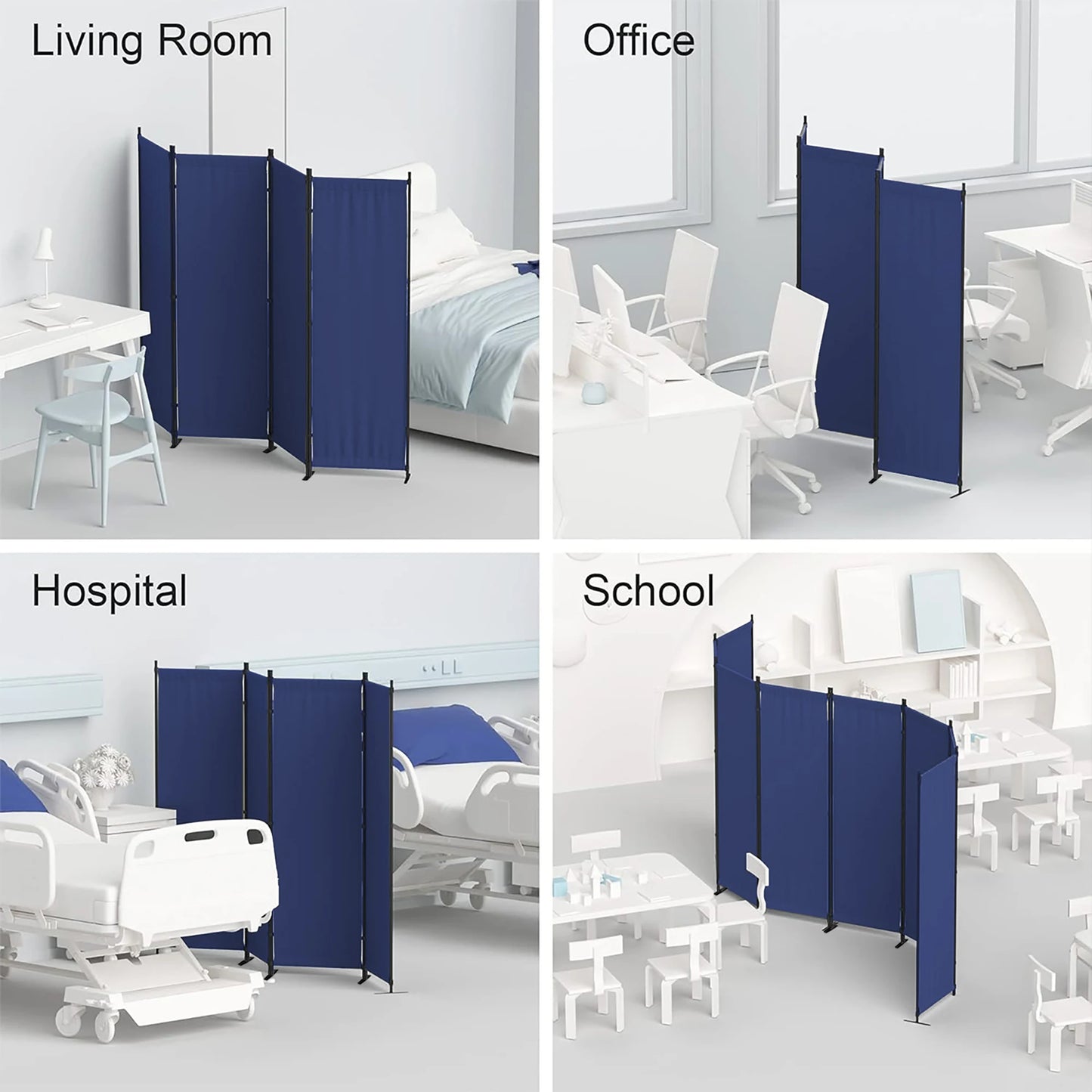 Room Divider, 4 Panel Folding Privacy Screens, Portable Room Partition for Room Separator, Room Divider Panel Freestanding