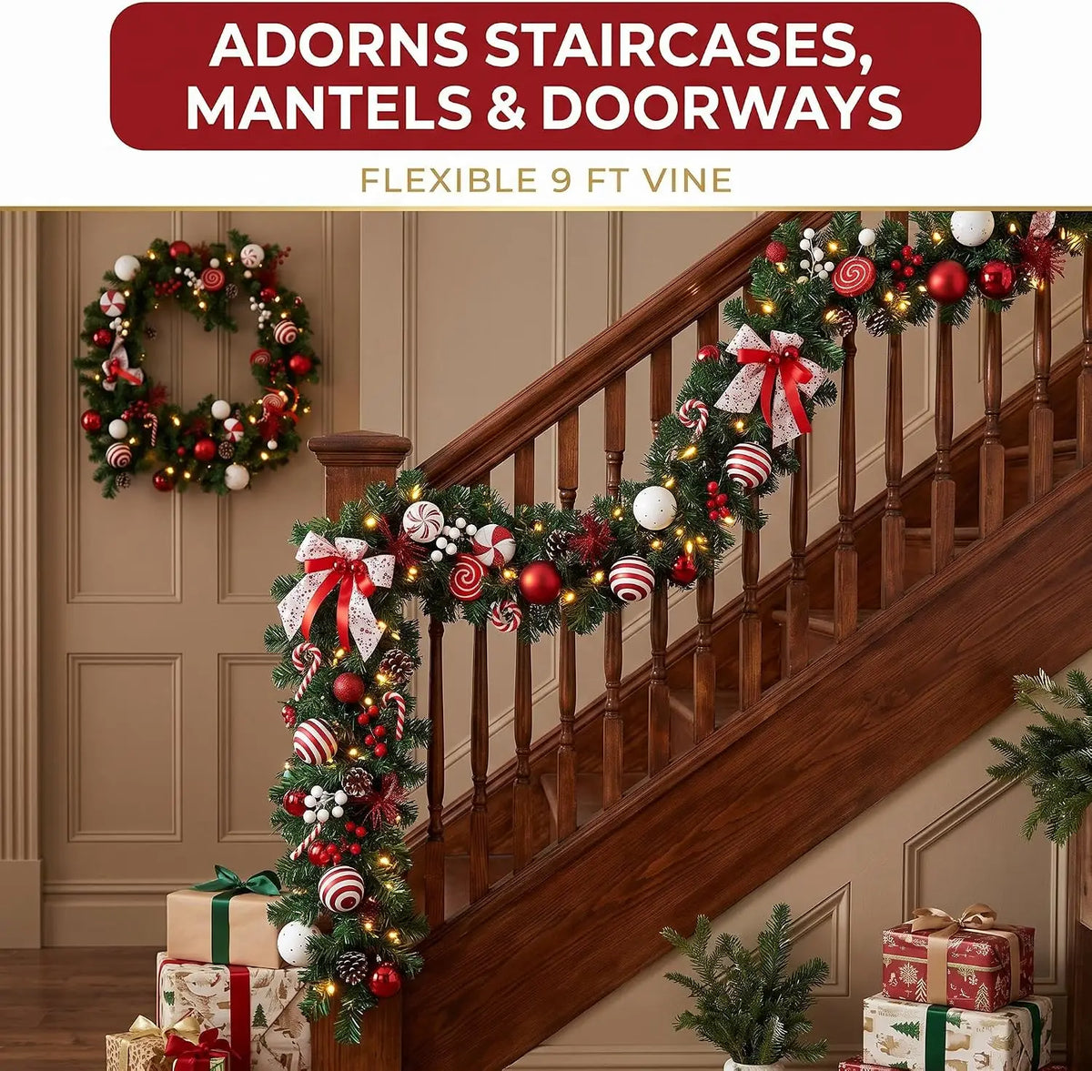 Artificial Christmas Garland With Pinecones And Berry Accents