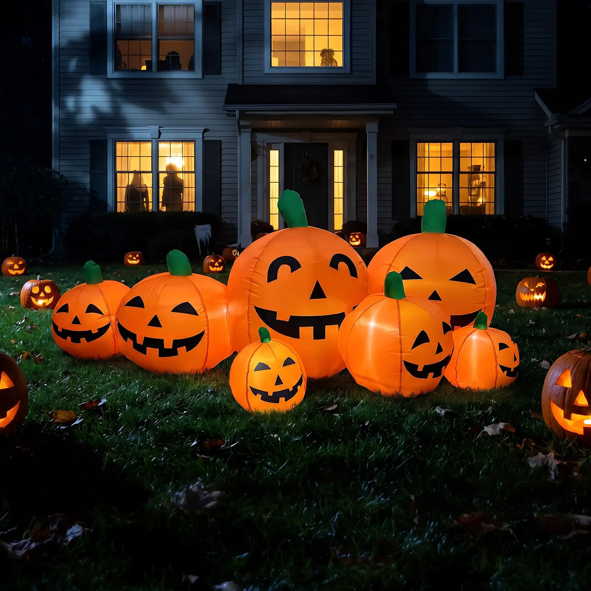 HiMISS Halloween Inflatable Pumpkin Patch With LED Lights Outdoor Decor