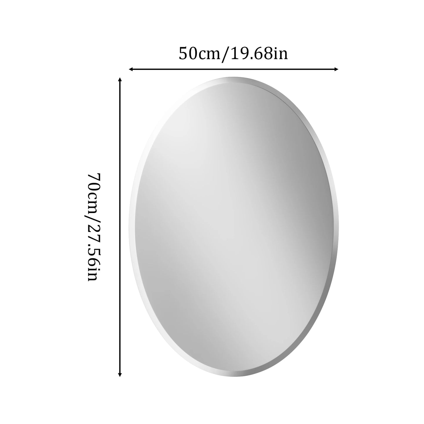 Oval Frameless Bathroom Mirror With Beveled Edge For Living Room