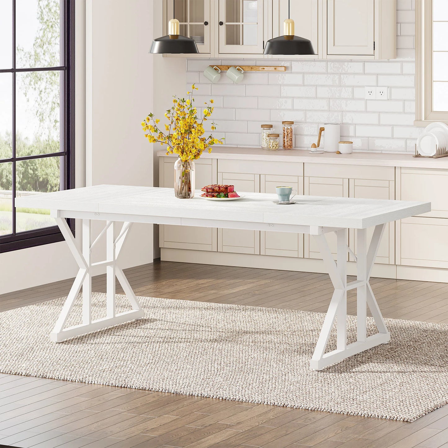 Tribesigns Rustic Wood Dining Table with Heavy Duty Metal Legs