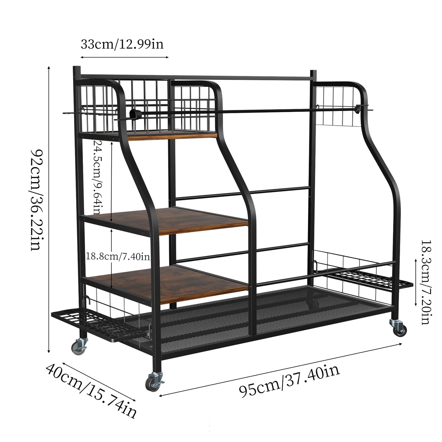 Durable Metal Rolling Golf Bag Storage Rack With Wheels