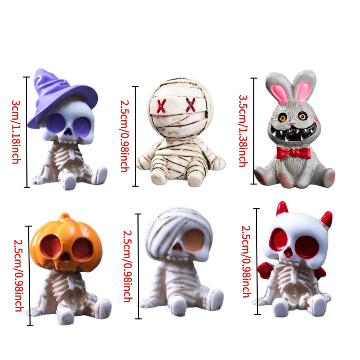Halloween Resin Skeleton and Mummy Figurines for Spooky Decor