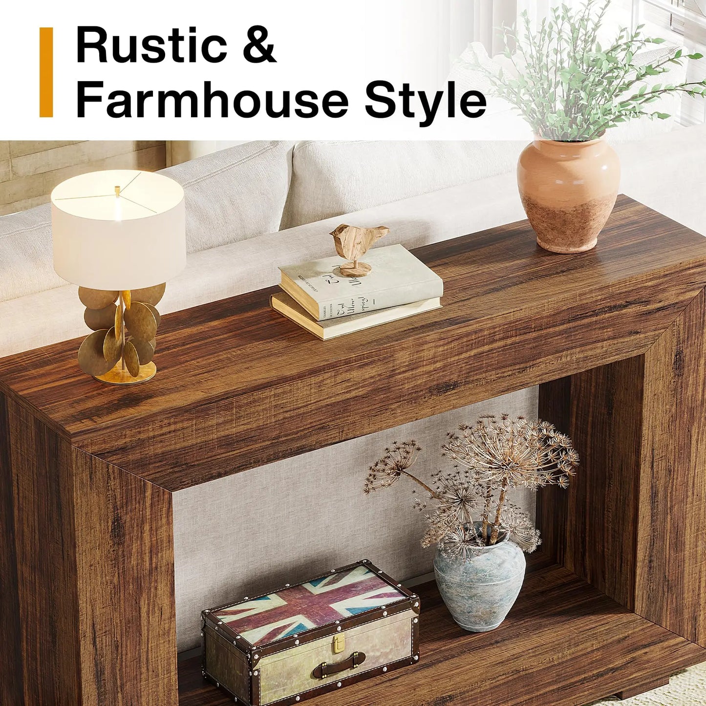 Tribesigns Farmhouse Console Table With Storage For Entryway And Living Room
