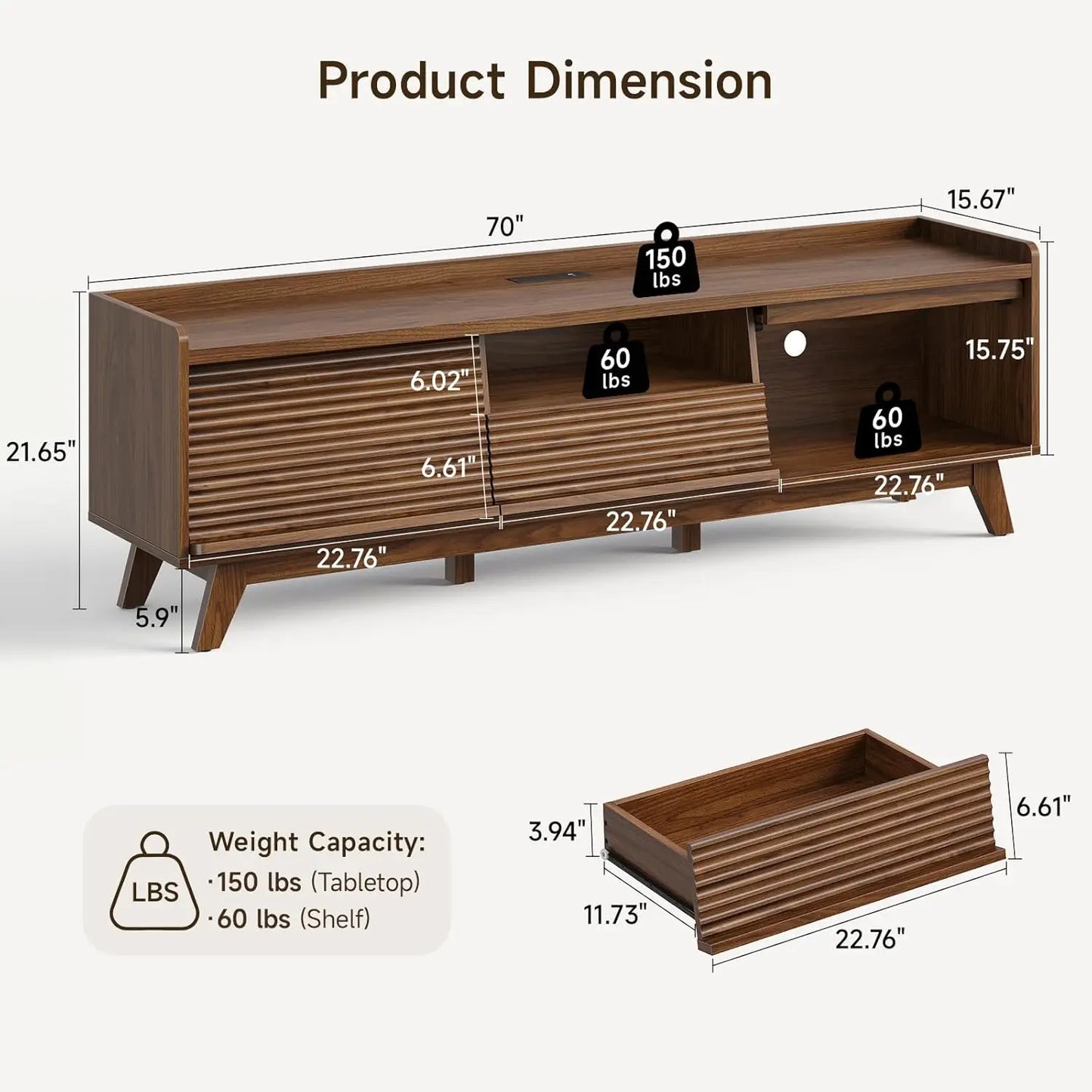 Mid-Century Modern TV Stand With Storage For Living Room Use