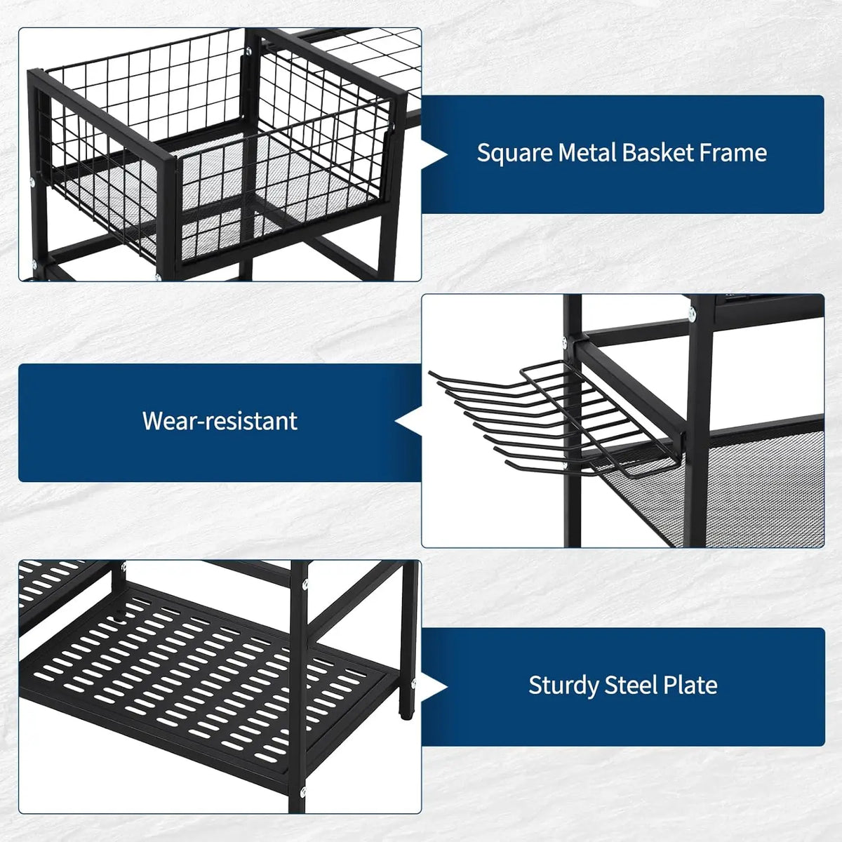 HiMISS 3 Tier Garden Tool Organizer With Storage Hooks