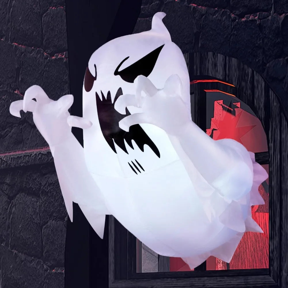 Halloween Flying Ghost Window Breakout Inflatable With LED Lights
