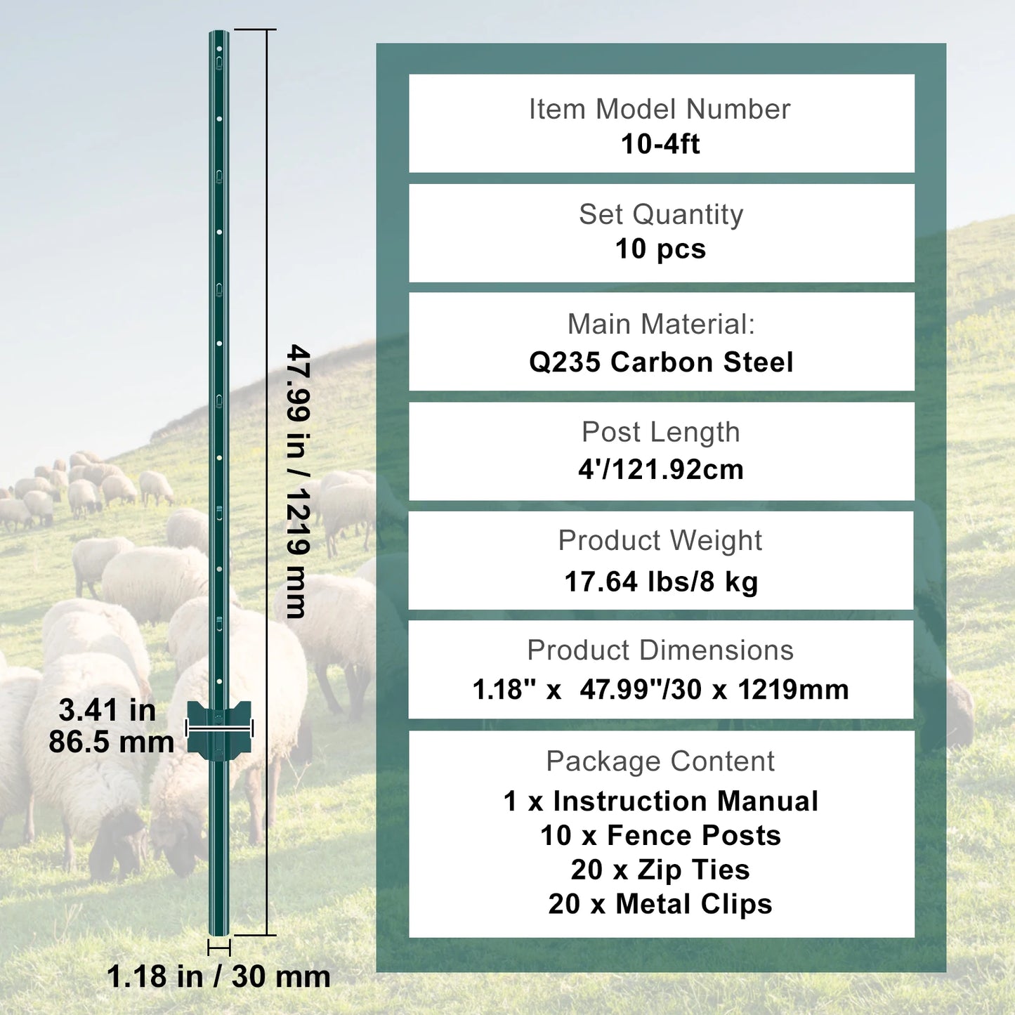 SucceBuy Heavy Duty T Post Fence Stakes Steel Garden Fence