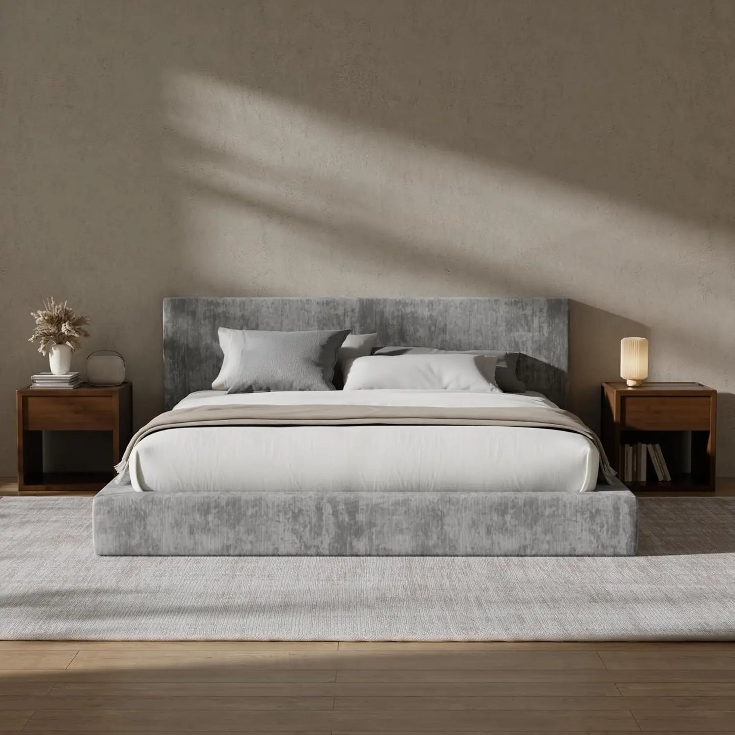 Cloud Upholstered Bed Frame with Headboard, Lightweight Foam Platform Customized