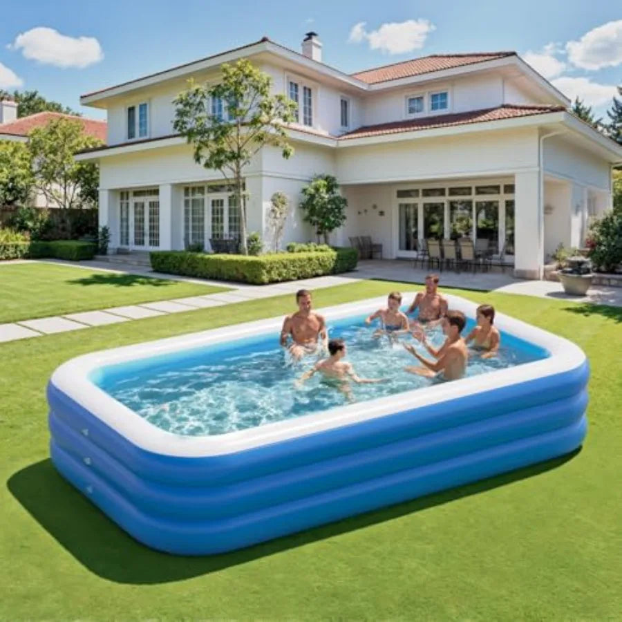 Inflatable Rectangular Family Pool For Adults Backyard Fun