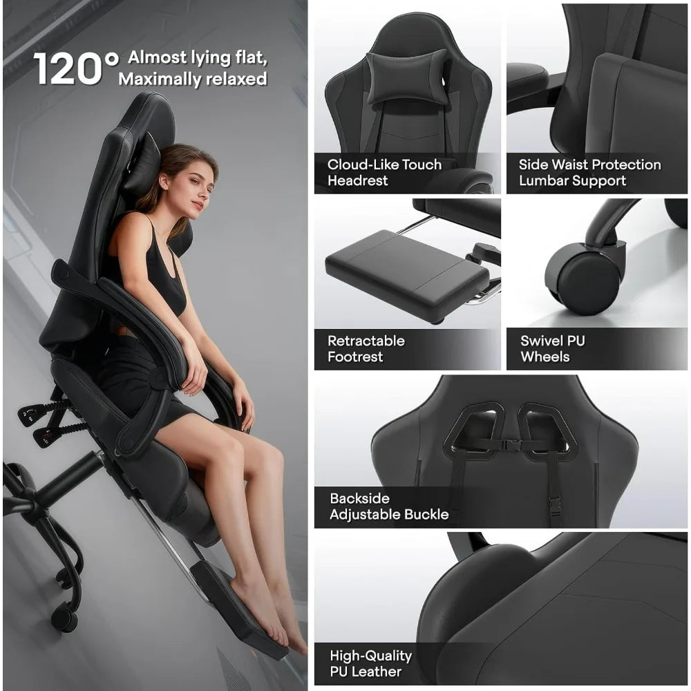 Athena Collection Carbon Fiber Gaming Chair With Ergonomic Support