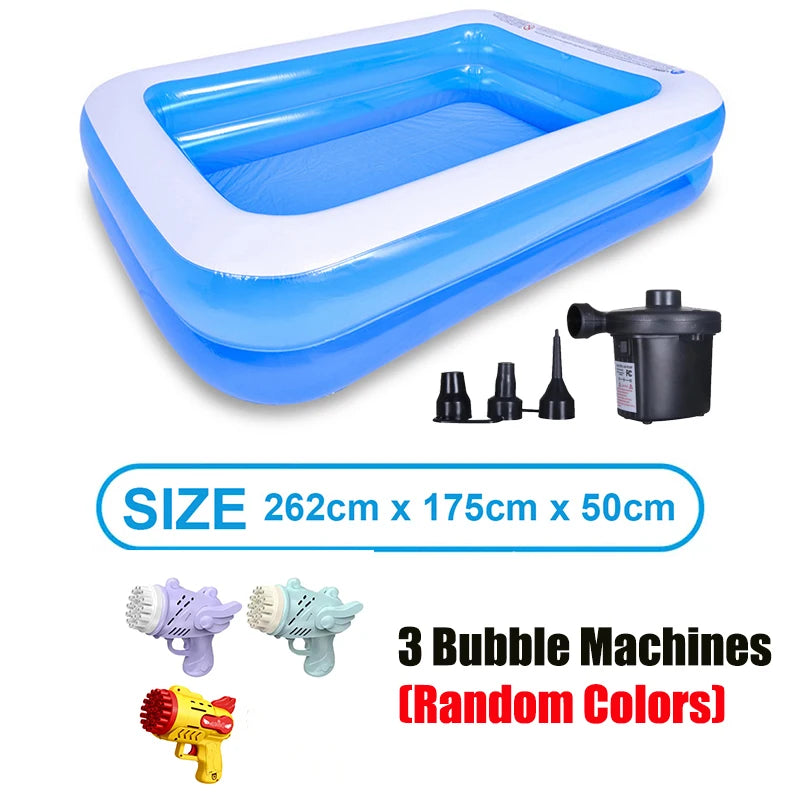 Kmoist Inflatable Rectangular Pool Large Family Outdoor Bathing Tub