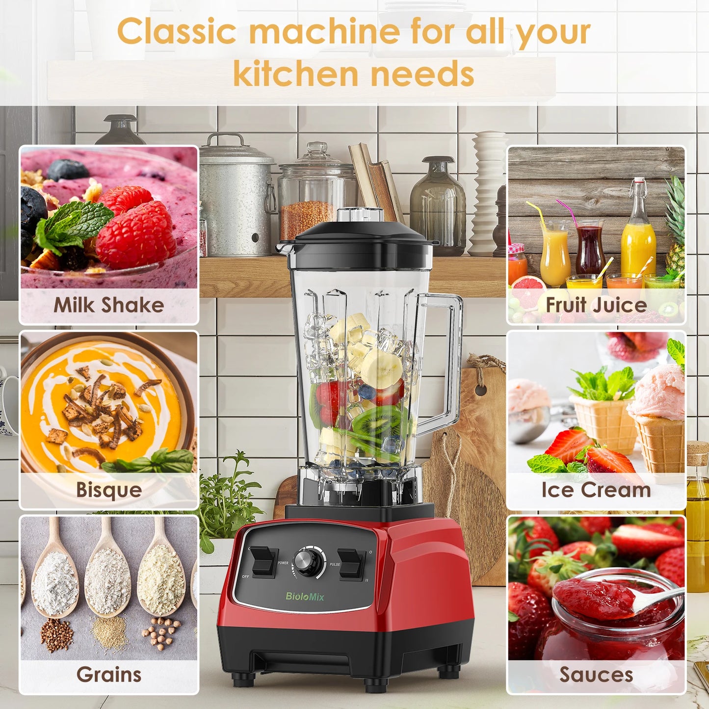Biolomix Heavy Duty Blender Processor 2200W Commercial Juicer