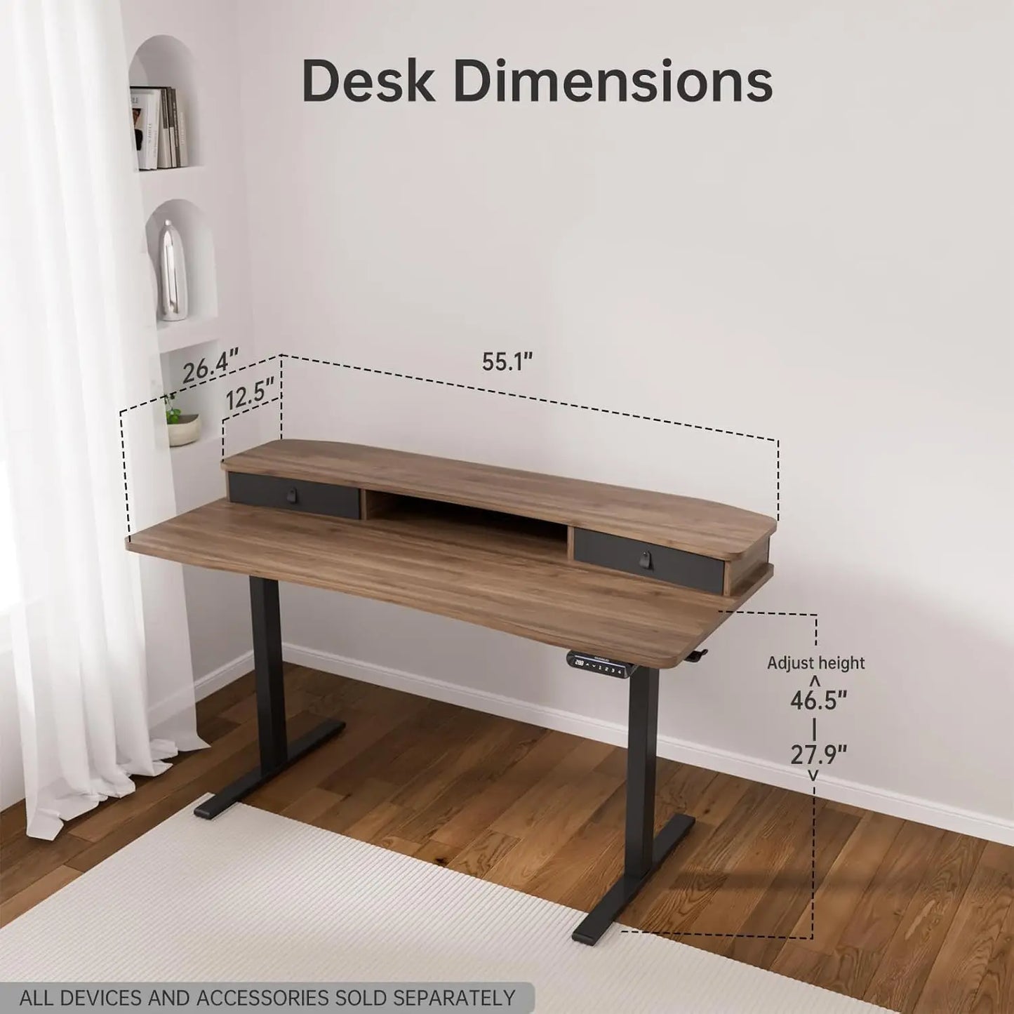 K Kyspho Electric Standing Desk With Two Drawers And Hooks