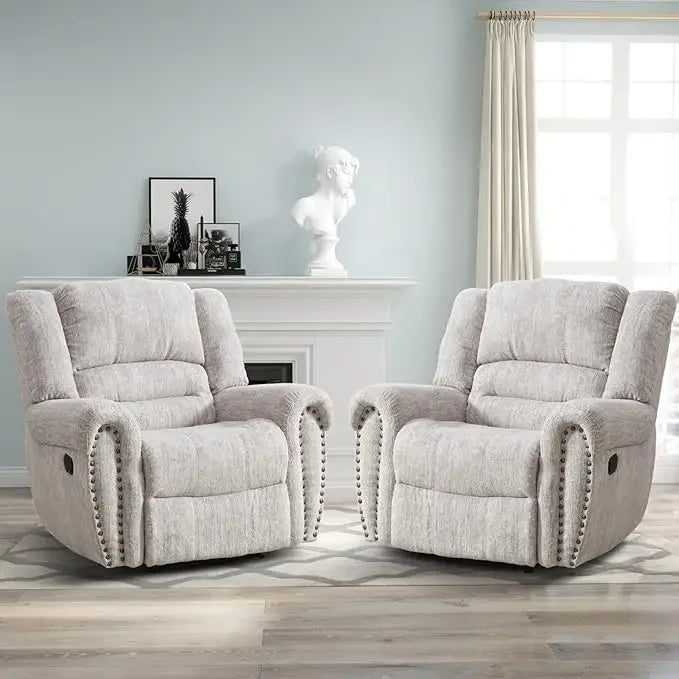 Leather Recliner Chair Set of 2 Classic Manual Recliners