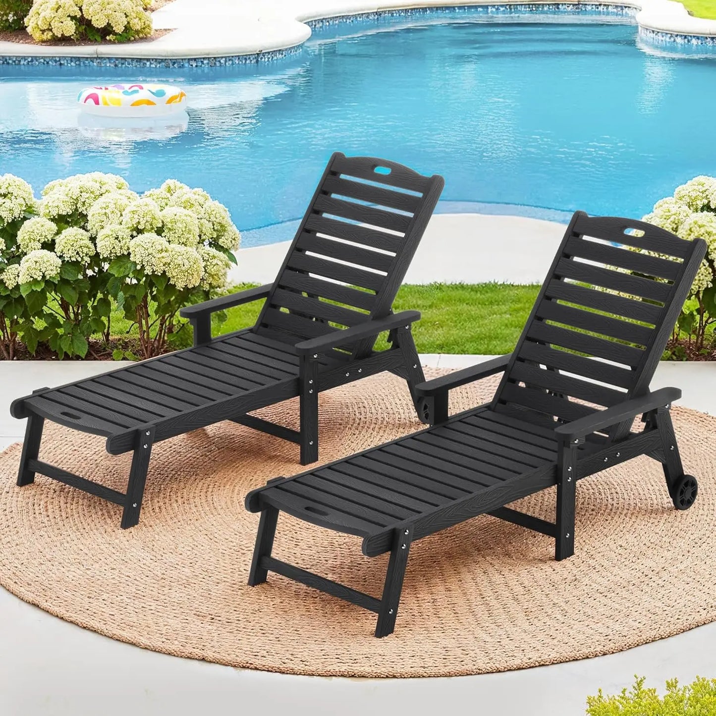 HDPS Outdoor Chaise Lounges Set Of 2 With 5 Position Adjustable