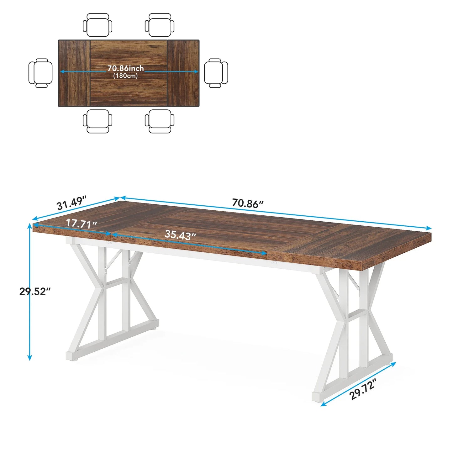 Tribesigns Rustic Wood Dining Table with Heavy Duty Metal Legs