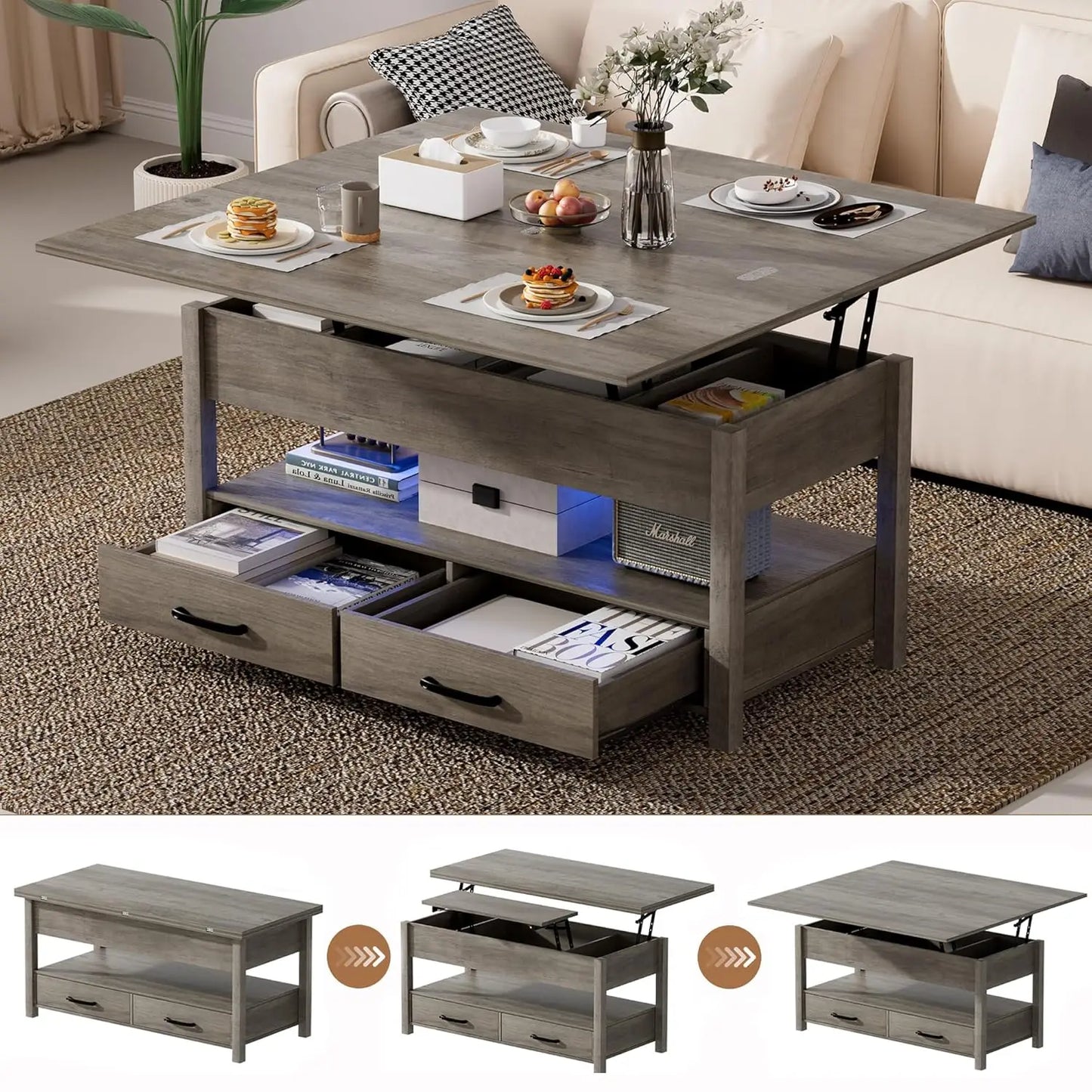 Guangbai Lift Top Coffee Table With Storage And Hidden Compartments