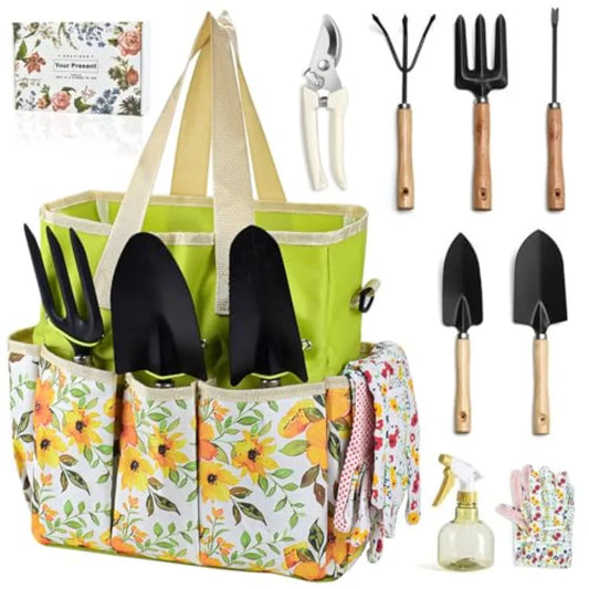 10Piece Heavy Duty Gardening Tools Set for Women and Men Durable Steel Hand Tools with Storage Handbag Box Ideal for Outdoor Ga